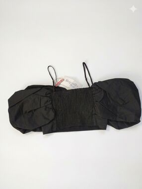 Sincerely Ours Black Puff Sleeve‎ Crop Top Medium